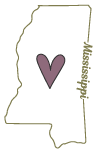 State Outline of Mississippi with Heart Inside Illustration